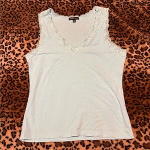 Carolyn Taylor  Light Blue Lace Tank Top